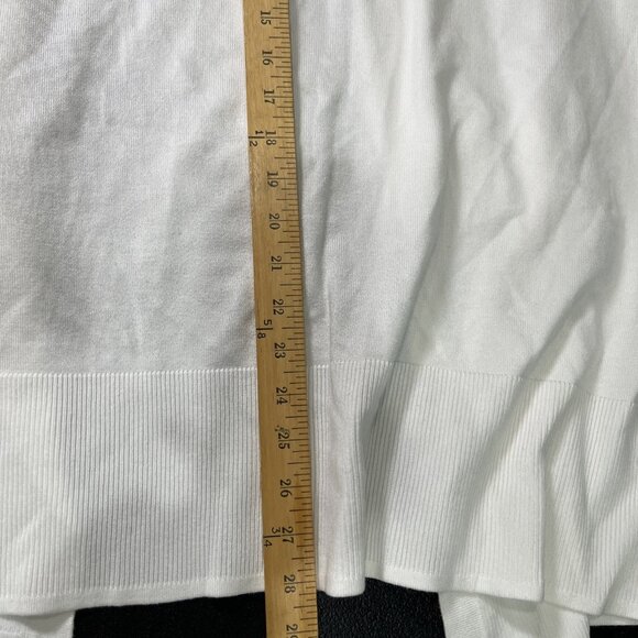 Lane Bryant Open Front Cardigan Sweater Womens Sz 26/28 White Long Ribbed Duster - Picture 6 of 6